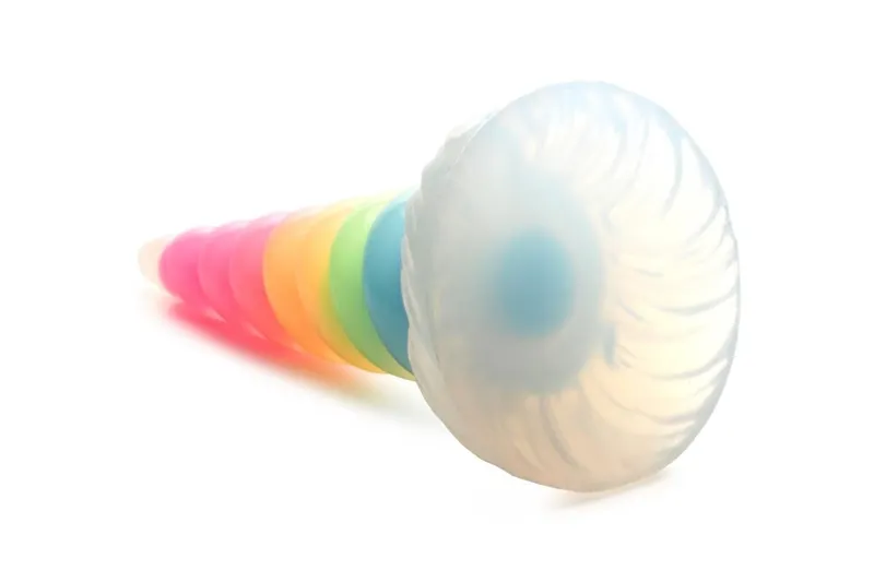 Фалоімітатор Creature Cocks Luminescent Rainbow Silicone Dildo, що світиться в темряві, 19,6 см