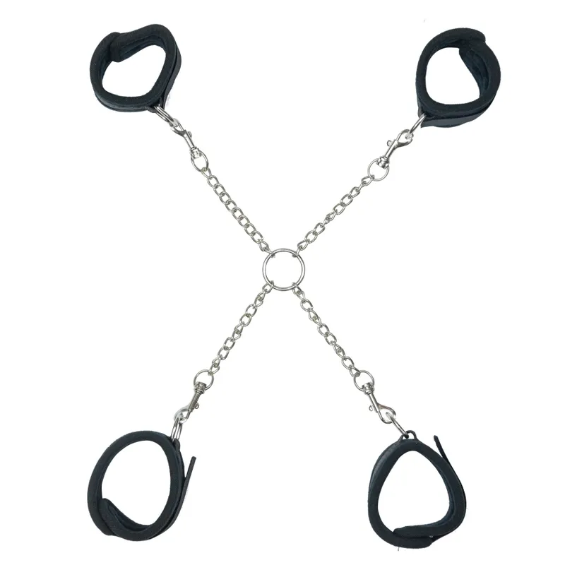 Крестовина Punishment – Hog-Tie – Black, наручники та поножі на ланцюжку