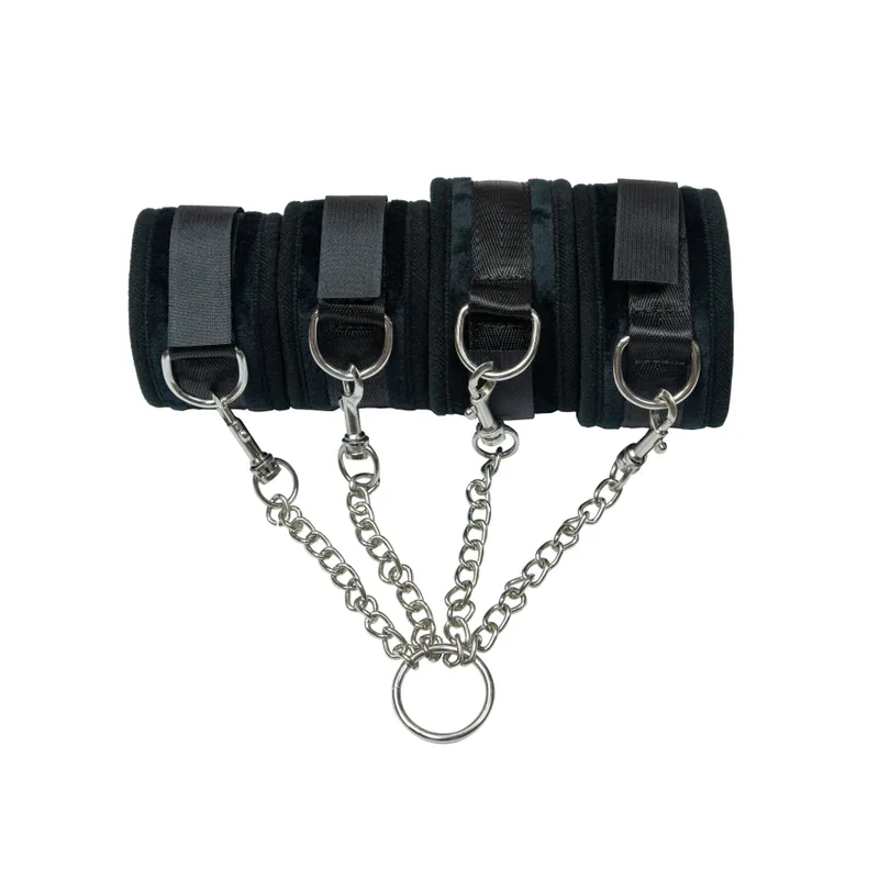Крестовина Punishment – Hog-Tie – Black, наручники та поножі на ланцюжку