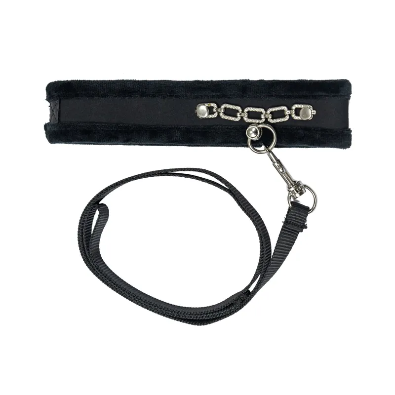 Нашийник із повідцем Punishment – Crystal Collar & Leash – Black
