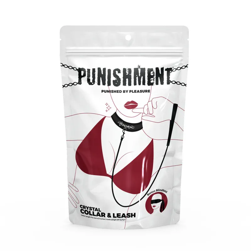 Нашийник із повідцем Punishment – Crystal Collar & Leash – Black