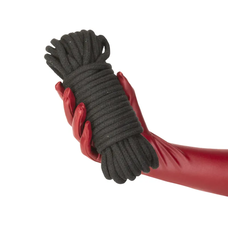 Бавовняна мотузка для шибарі Punishment – Bondage Rope, чорна, 9,7 м