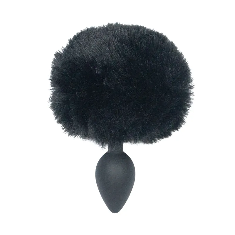 Анальна пробка з кролячим хвостиком Punishment – Bunny Tail Silicone Anal Plug, Black, 4,8 см