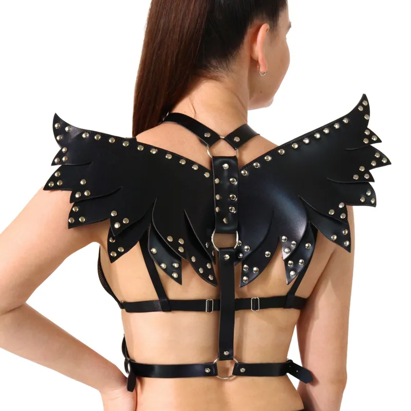 Жіноча портупея Art of Sex Wings з крилами, чорна, L-2XL, екошкіра
