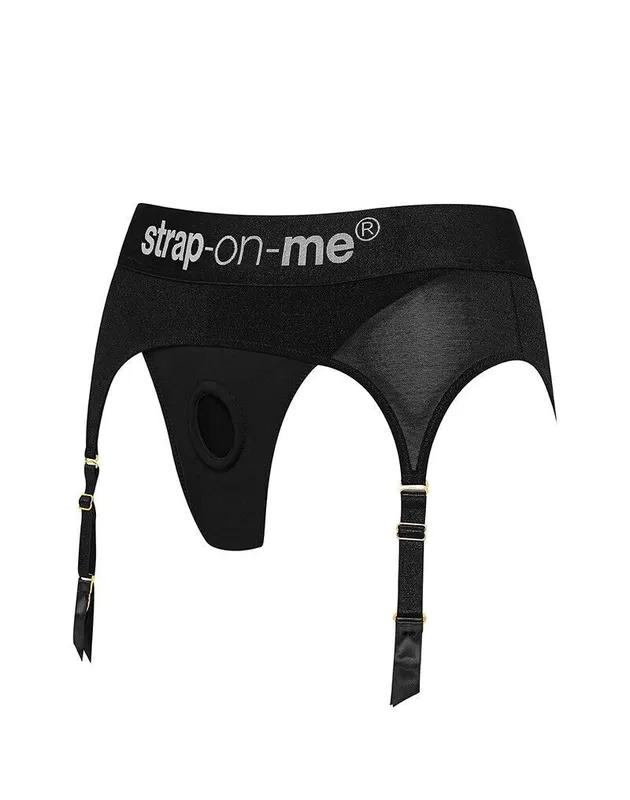 Трусики для страпона з підв'язками для панчіх Strap-On-Me REBEL HARNESS, розмір XS