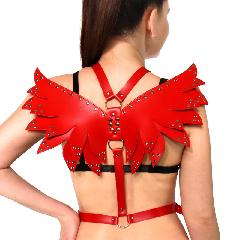 Жіноча портупея Art of Sex Wings, червона, XS-M, екошкіра