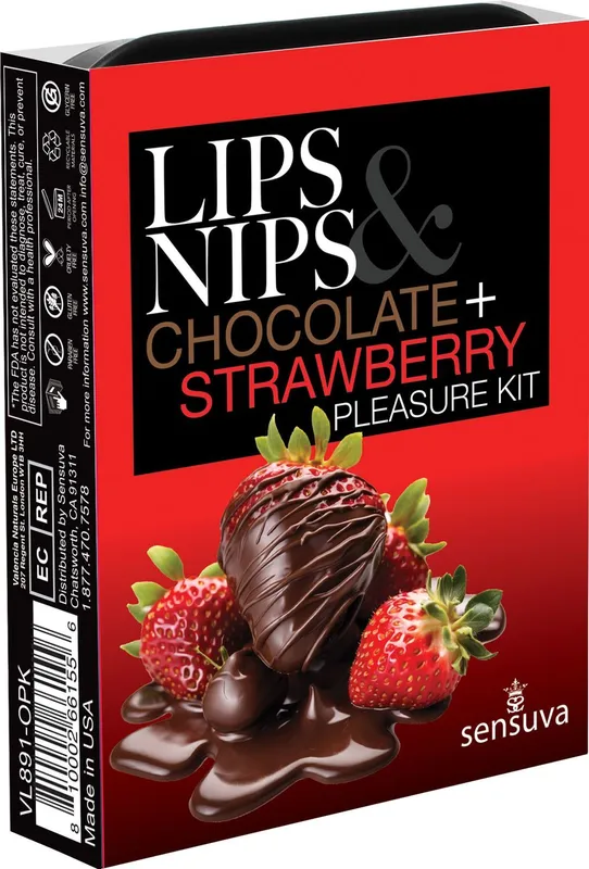 Подарунковий набір Sensuva Lips & Nips Pleasure Kit Chocolate Strawberry 2 x 4г