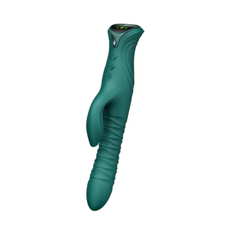 Смарт-пульсатор-кролик Zalo Mose 2 Turquoise Green, підігрів до 42°C, кристал Swarovski