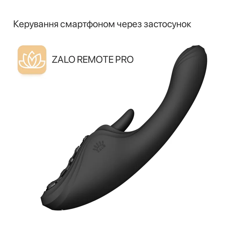 Смарт-вібратор Zalo Ares Obsidian Black, підігрів, 3 мотори, точка G та клітор