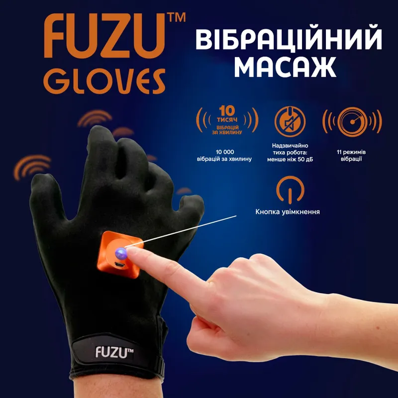 Віброрукавичка FUZU Gloves Vibrating Massage Right Hand, 11 режимів
