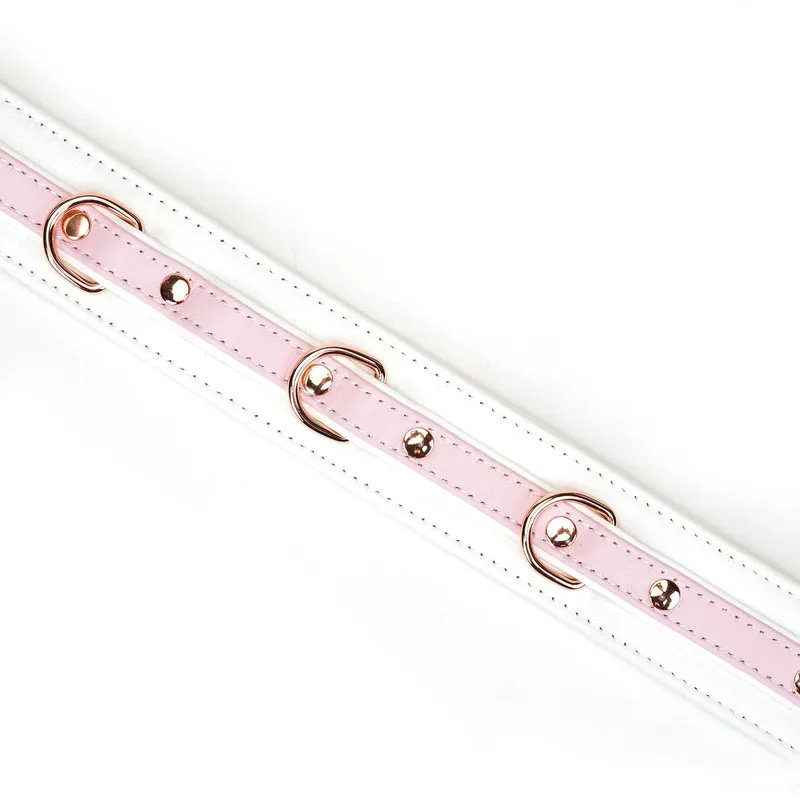 Нашийник з повідцем Liebe Seele White & Pink Fairy Goat Leather Collar