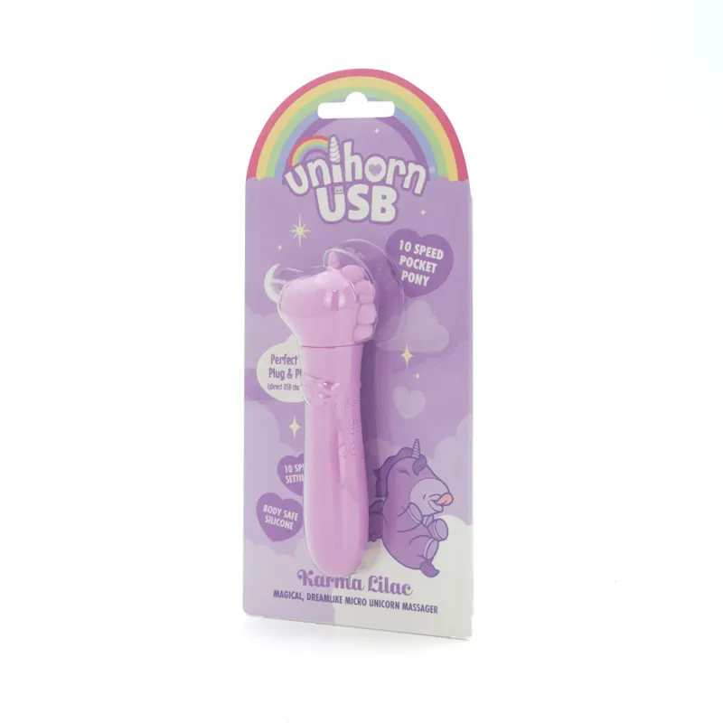 Вібропуля Unihorn USB Bullet Karma Lilac, з голівкою у формі єдинорога
