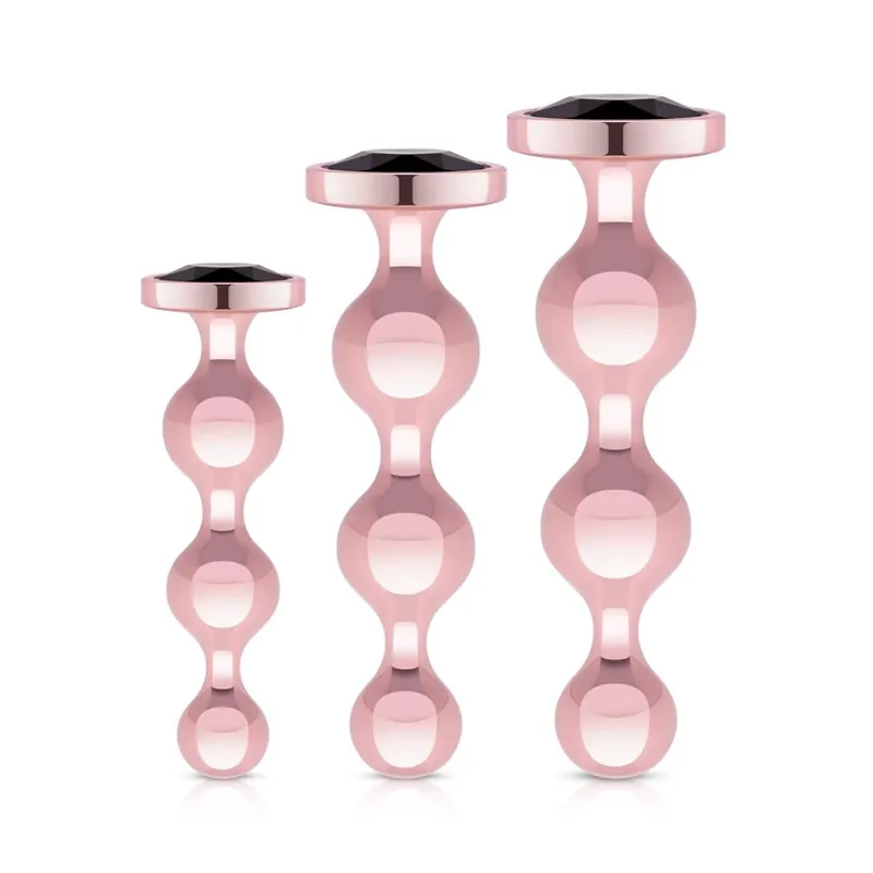 Набір анальних іграшок Rosy Gold Metal Butt Plug Set 3 Pieces