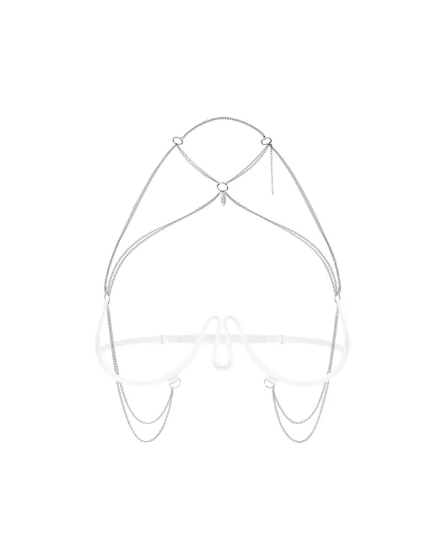 Прикраса на тіло Obsessive Lustique White harness bra S/M/L