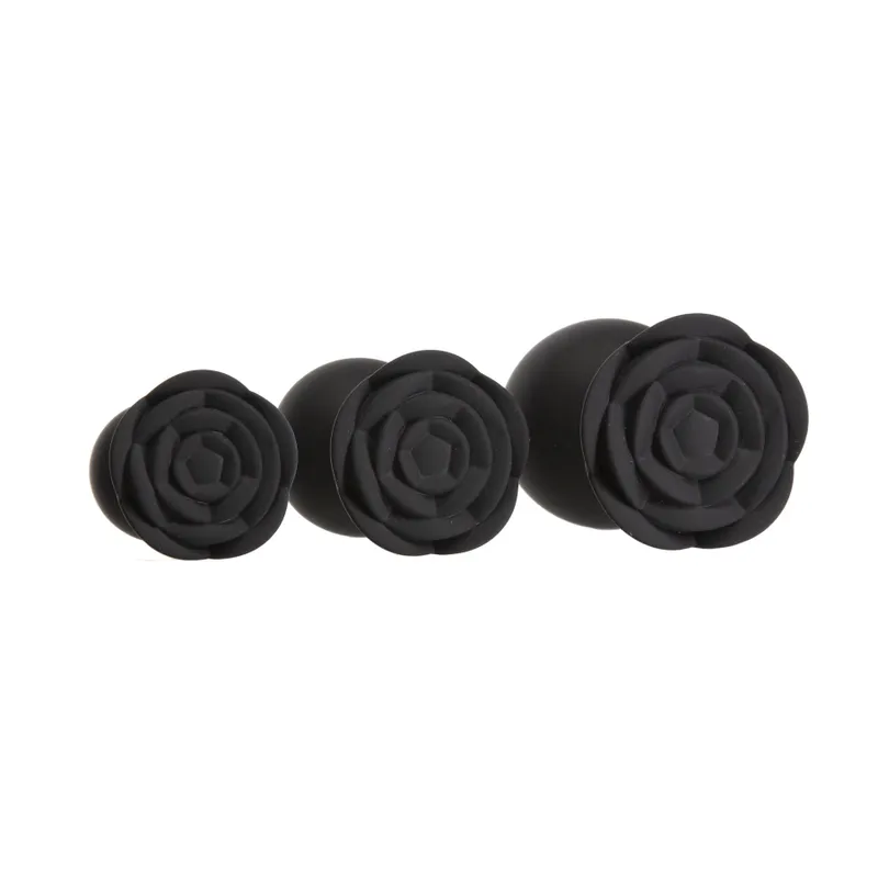 Набір силіконових анальних пробок BMS Roses Til' Dawn Starter Kit, чорний