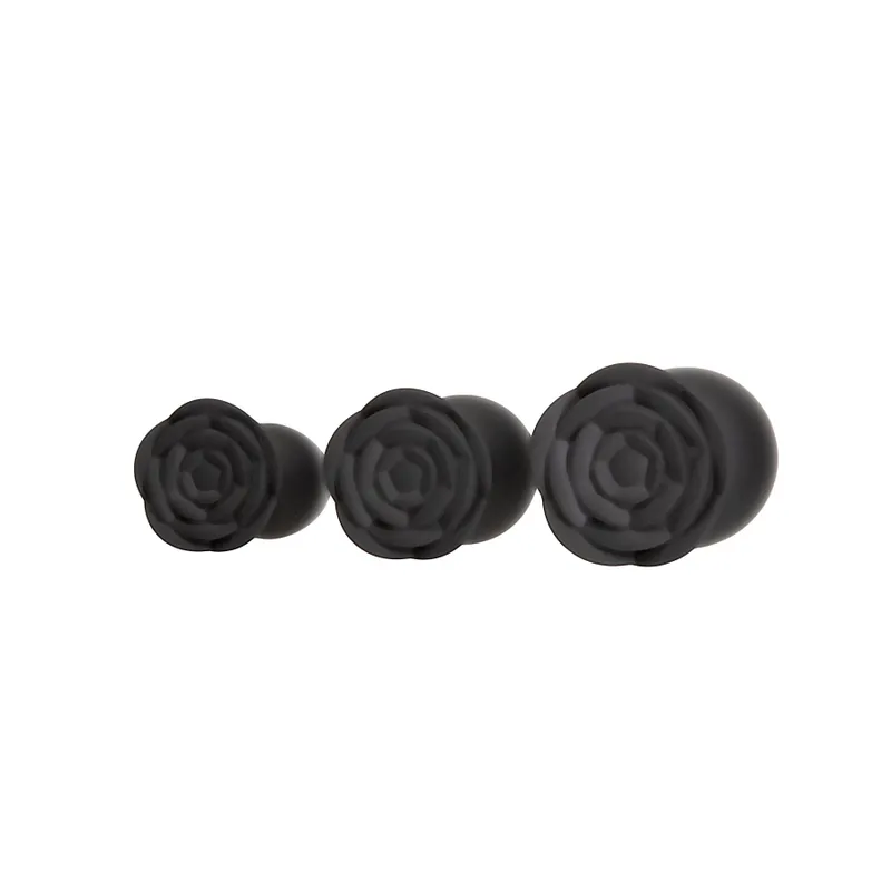 Набір силіконових анальних пробок BMS Roses Til' Dawn Starter Kit, чорний