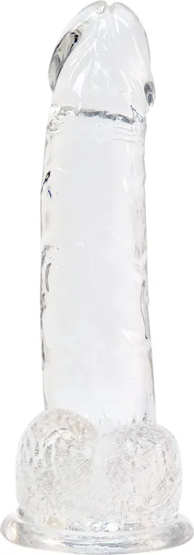 Фалоімітатор ADDICTION Clear Dildo with Balls 8″ на присосці, прозорий