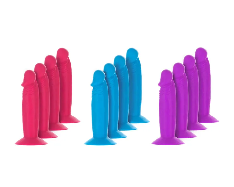 Набір фалоімітаторів ADDICTION Silly Willy 3.3" Silicone Dildo, 3 кольори, 12 шт