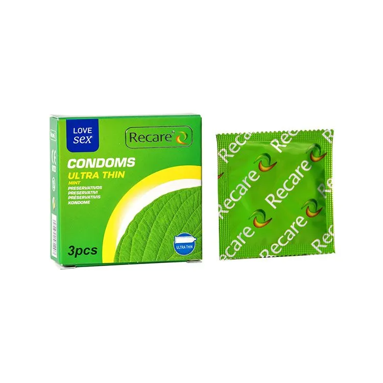 Презервативи Recare Ultra Thin Mint Condoms, 3 шт, аромат м'ята