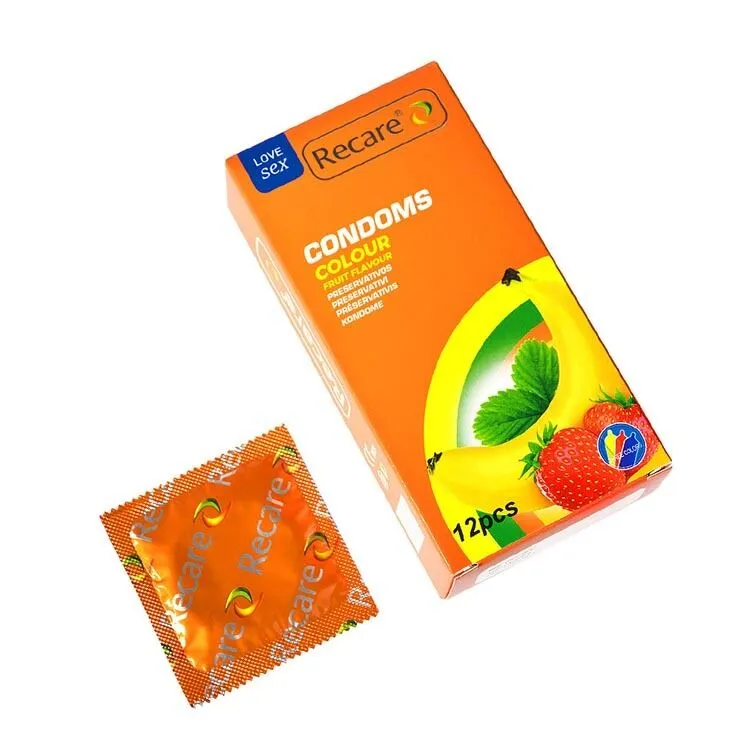 Презервативи Recare Color Fruit Flavour 12 шт, аромати м'ята, банан, полуниця