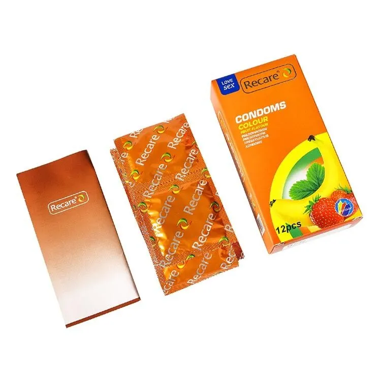 Презервативи Recare Color Fruit Flavour 12 шт, аромати м'ята, банан, полуниця