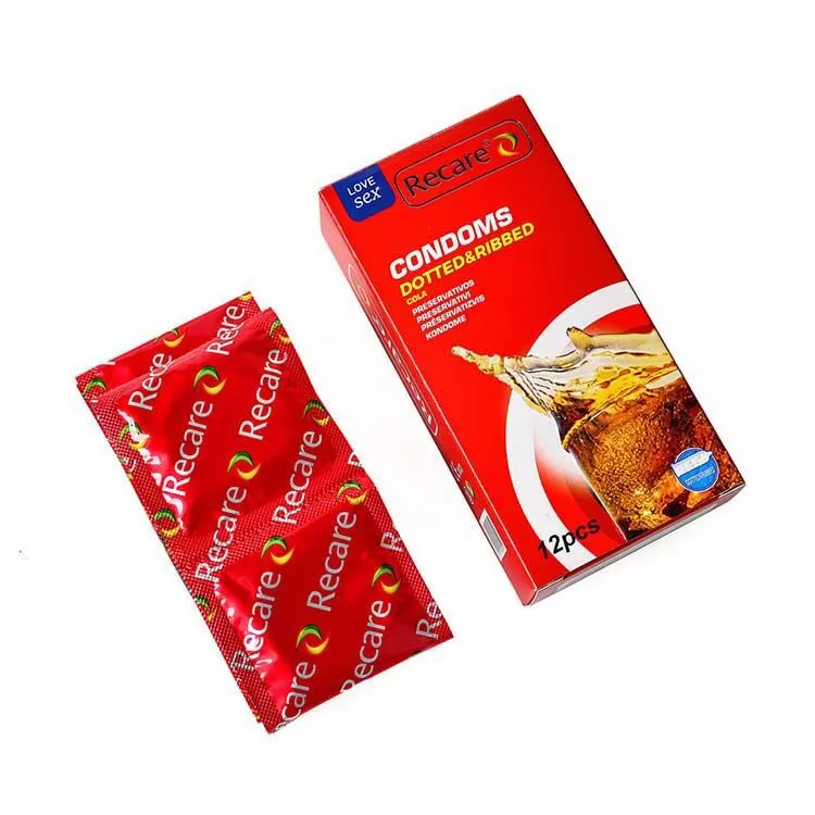Презервативи Recare Cola Dotted&Ribbed 12 шт, з пухирцями та ребрами, аромат коли