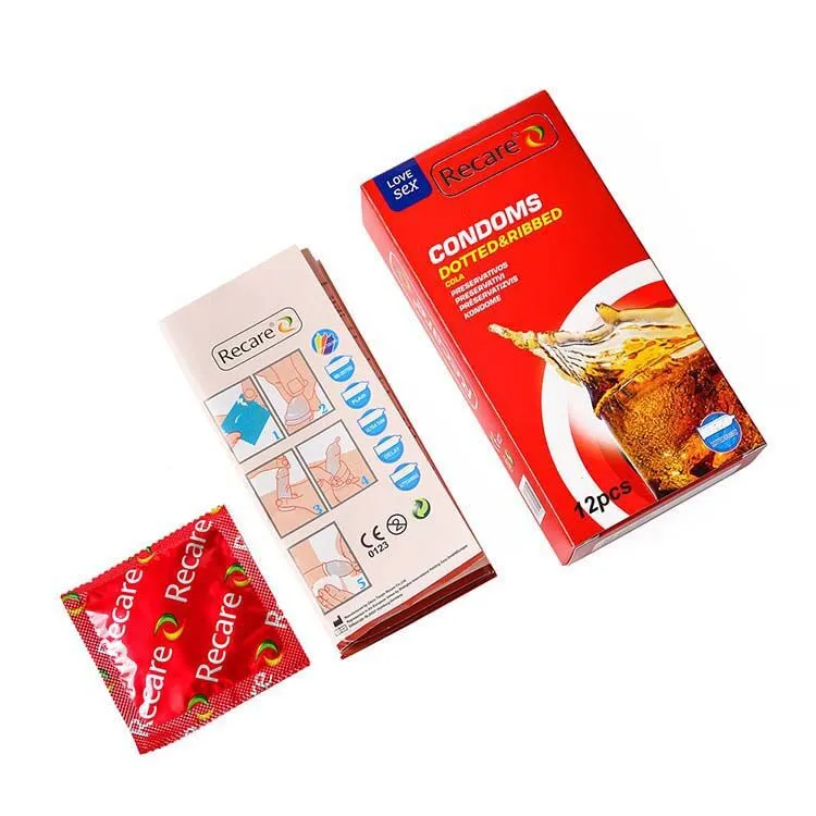 Презервативи Recare Cola Dotted&Ribbed 12 шт, з пухирцями та ребрами, аромат коли