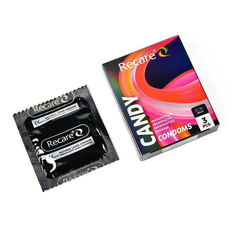Презервативи Recare Holographic Delay Candy Condoms, 3 шт, пролонгувальний ефект, цукерковий аромат