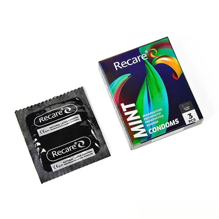Презервативи Recare Holographic Ultra Thin Mint, 3 шт, аромат м'ята