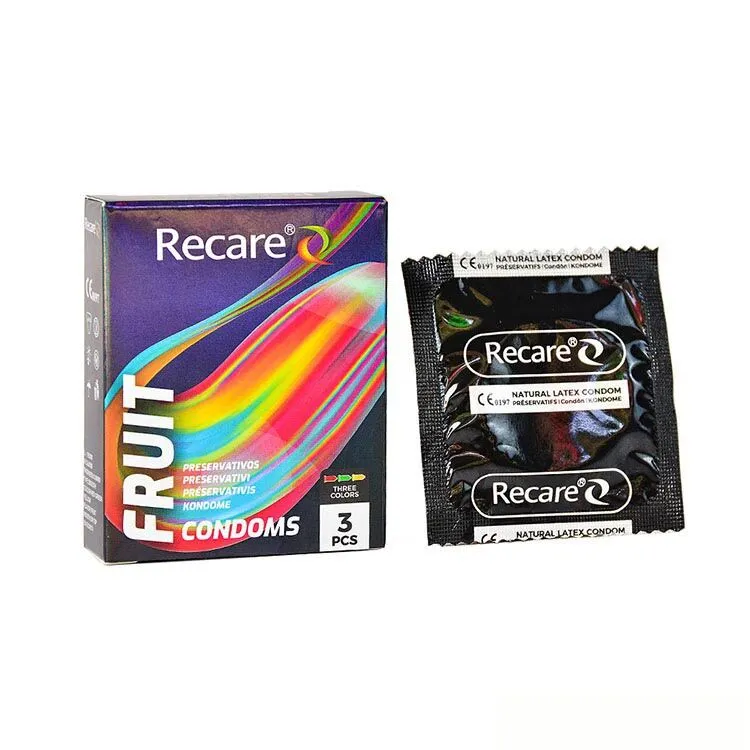 Презервативи Recare Holographic Fruit Flavour, 3 шт, м'ята/банан/полуниця