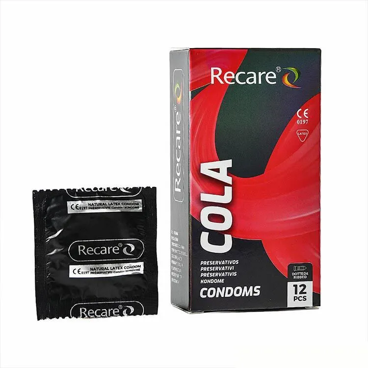 Презервативи Recare Holographic Cola Dotted&Ribbed, 12 шт, з ароматом коли