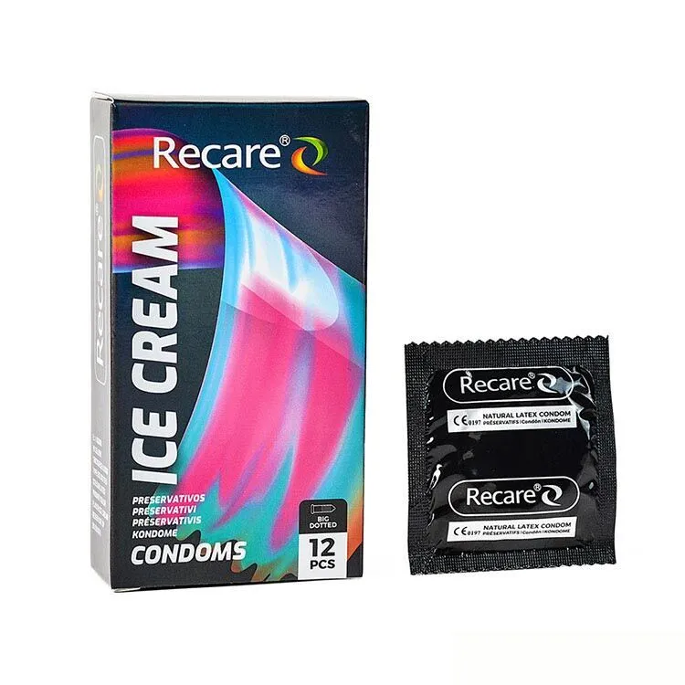 Презервативи Recare Ice Cream Big Dotted Condoms, 12 шт, з пухирцями, аромат морозива