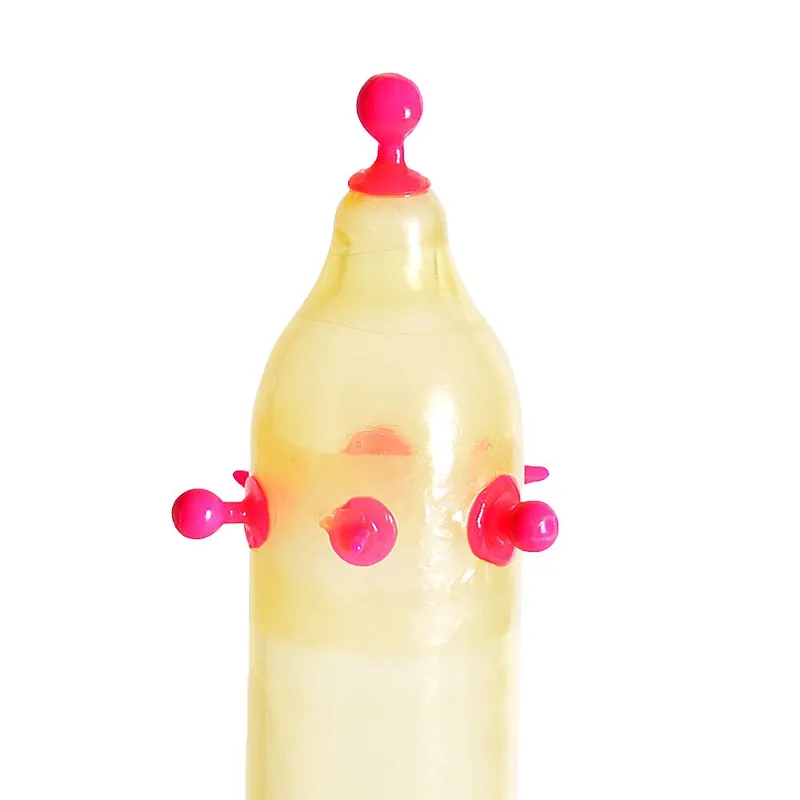 Насадка на член Recare Pink Monster Spike Condom з кульками та вусиками