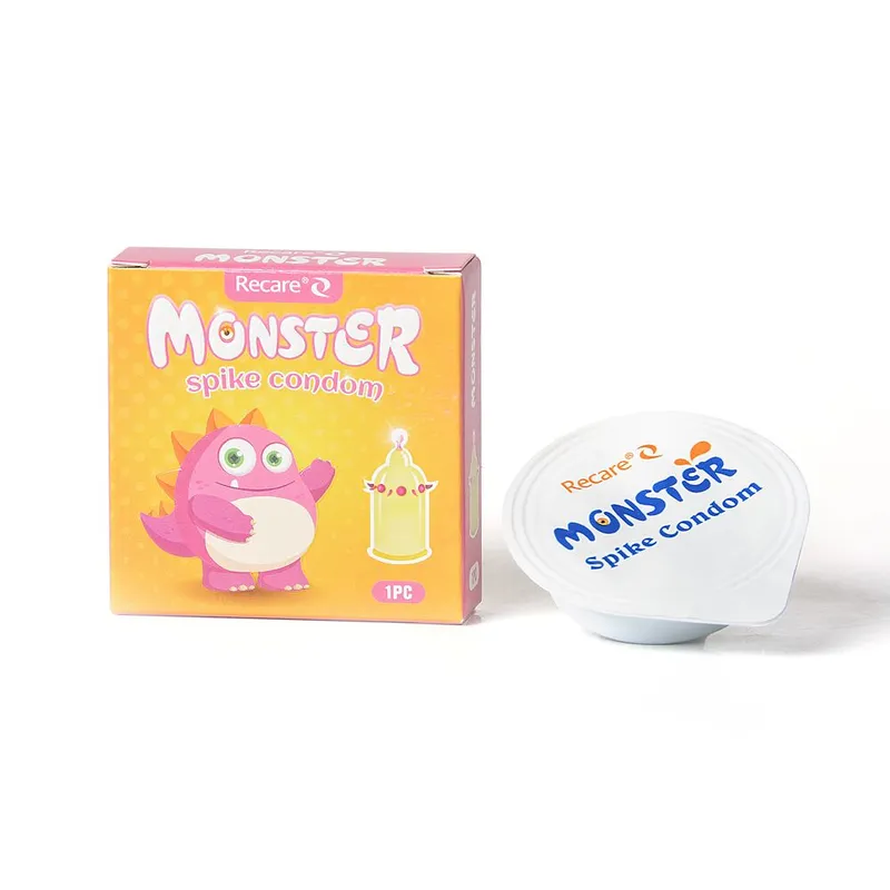 Насадка на член Recare Pink Monster Spike Condom з кульками та вусиками