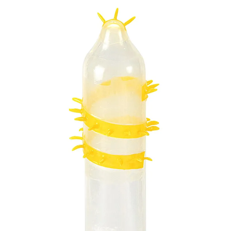 Насадка на член Recare Spike Condom Yellow з вусиками та спіраллю шипів