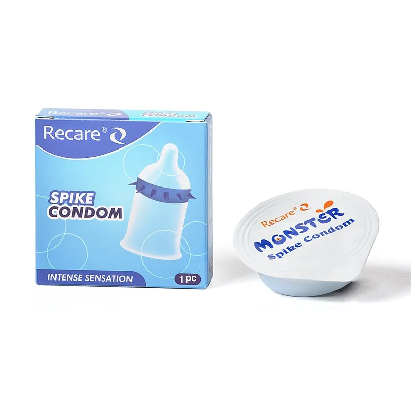 Насадка на член Recare Spike Condom Blue з шипами