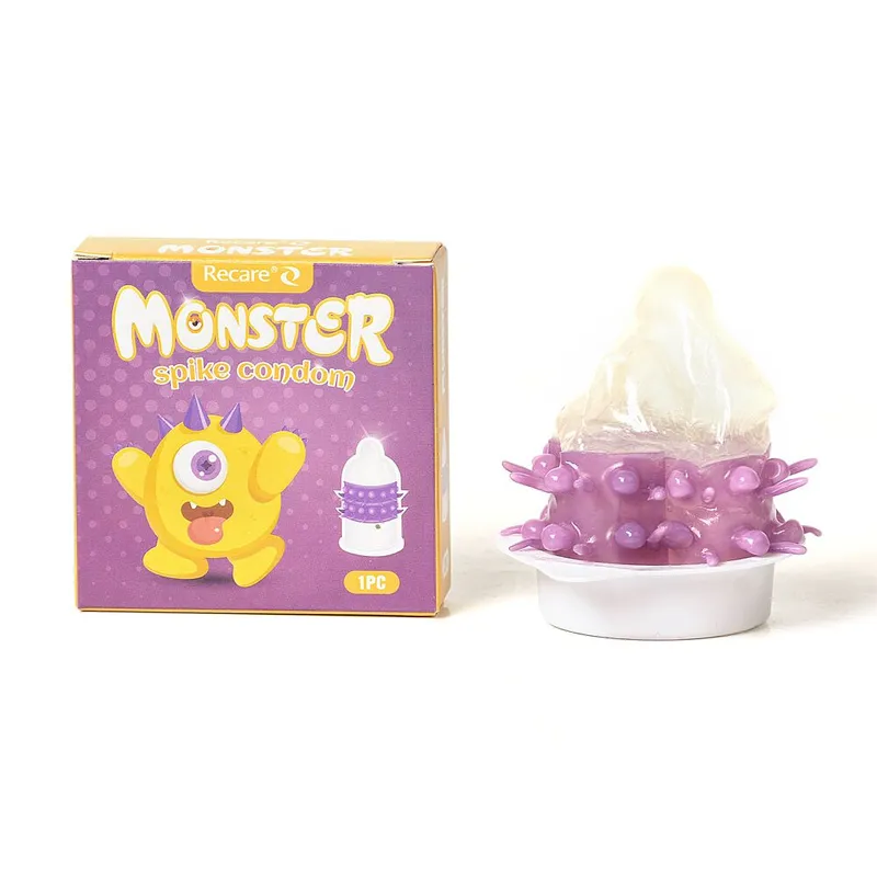 Насадка на член Recare Yellow Monster Spike Condom з рядами пухирців та шипів