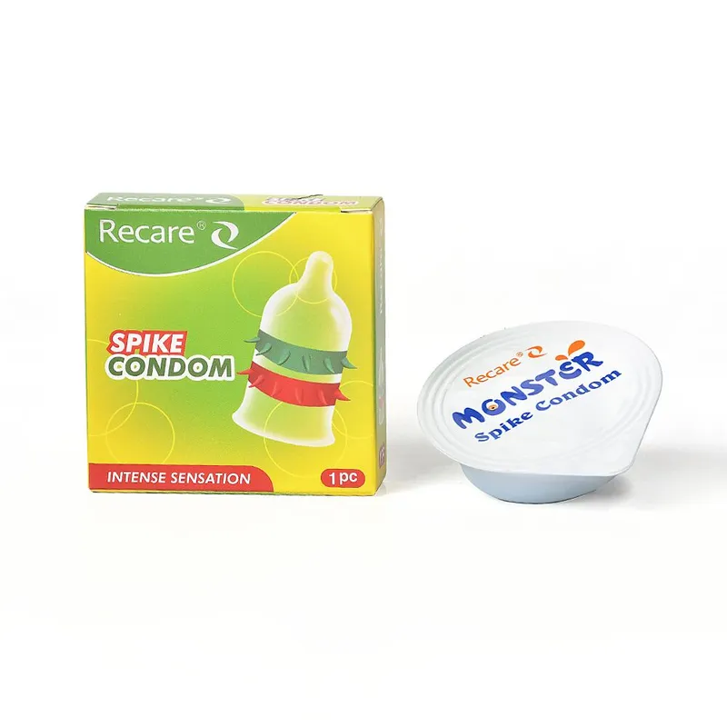 Насадка на член Recare Spike Condom Green з рядами шипів