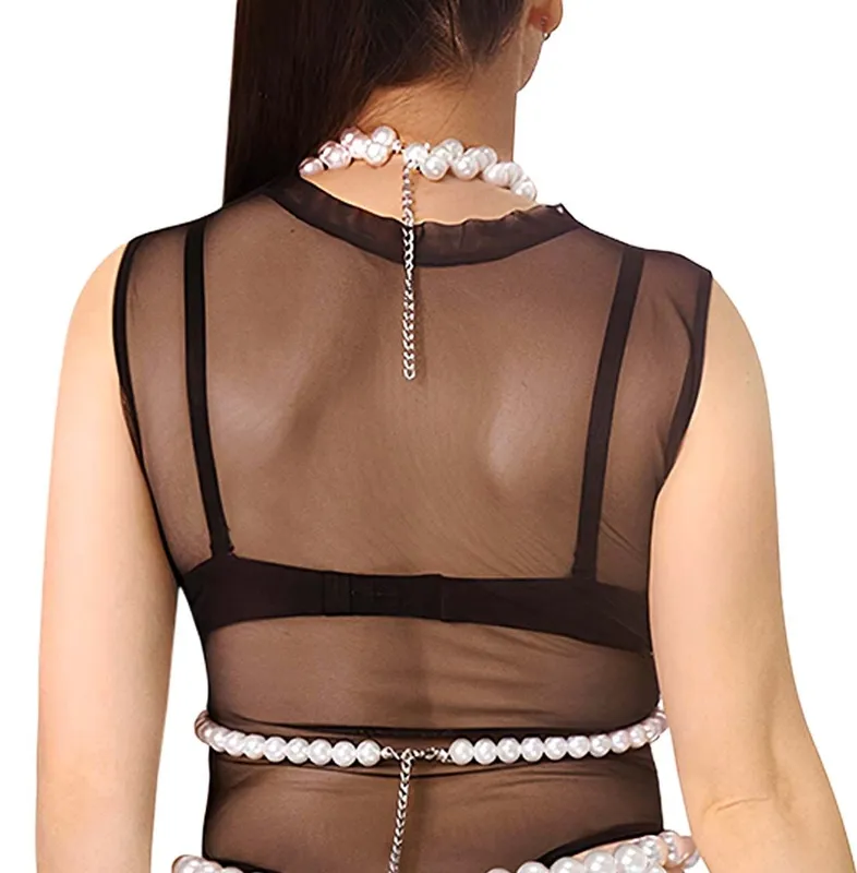 Ліф з перлин Art of Sex - Jasmine, колір білий, розмір XS-2XL