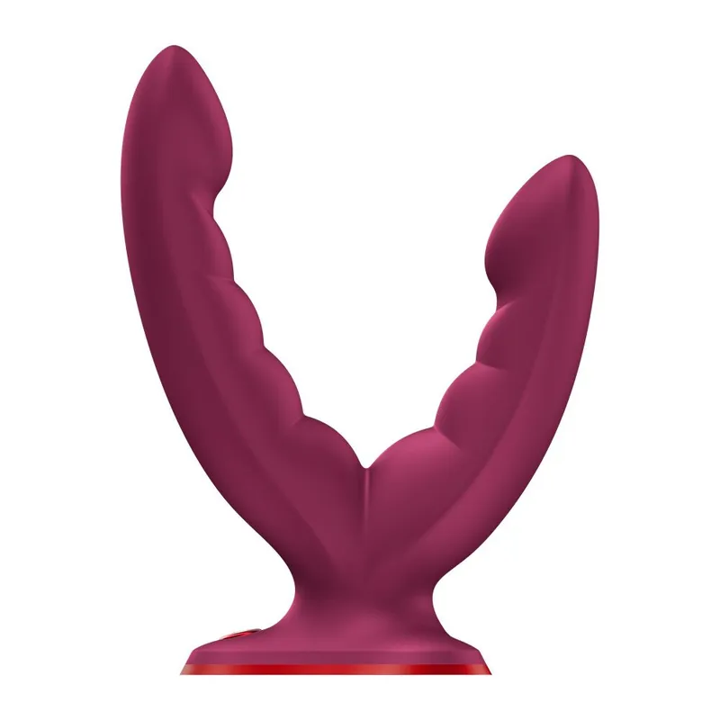 Подвійний фалоімітатор Fun Factory RYDE Wine Red, гнучкі стовбури, присоска