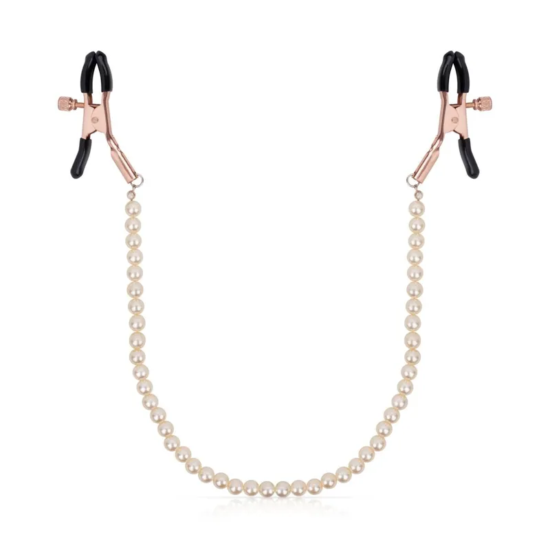 Затискачі для сосків з перлинним ланцюжком Rosy Gold - Nipple Clamps Pearls