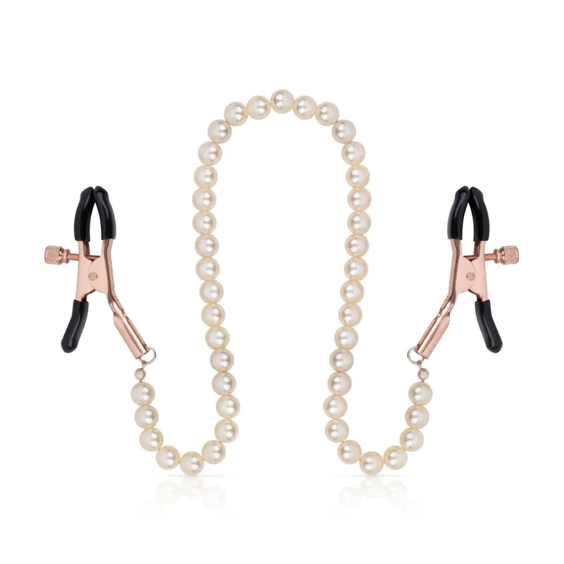 Затискачі для сосків з перлинним ланцюжком Rosy Gold - Nipple Clamps Pearls