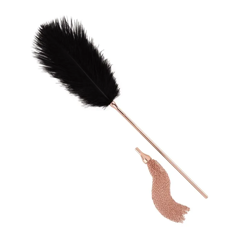 Лоскотка з металевим флогером Rosy Gold - Feather Tickler & Whip