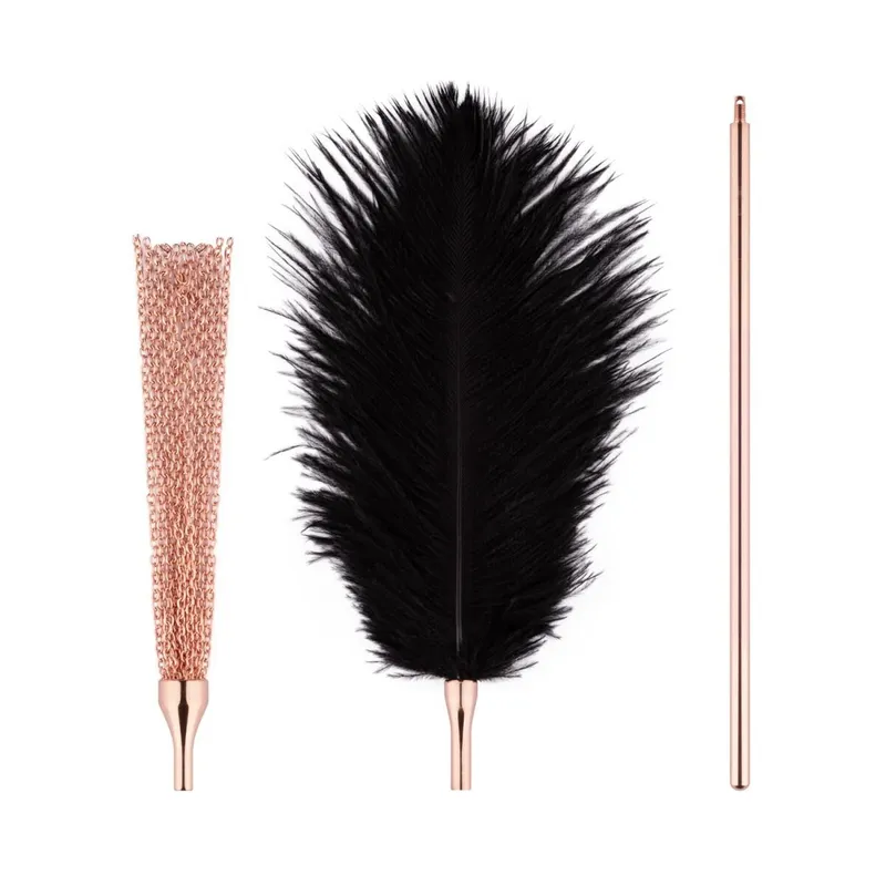 Лоскотка з металевим флогером Rosy Gold - Feather Tickler & Whip