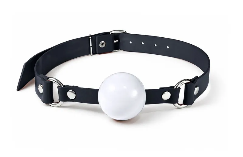 Кляп силіконовий Feral Feelings Silicon Ball Gag, чорний ремінець, білий шарик