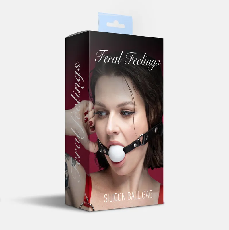 Кляп силіконовий Feral Feelings Silicon Ball Gag, чорний ремінець, білий шарик