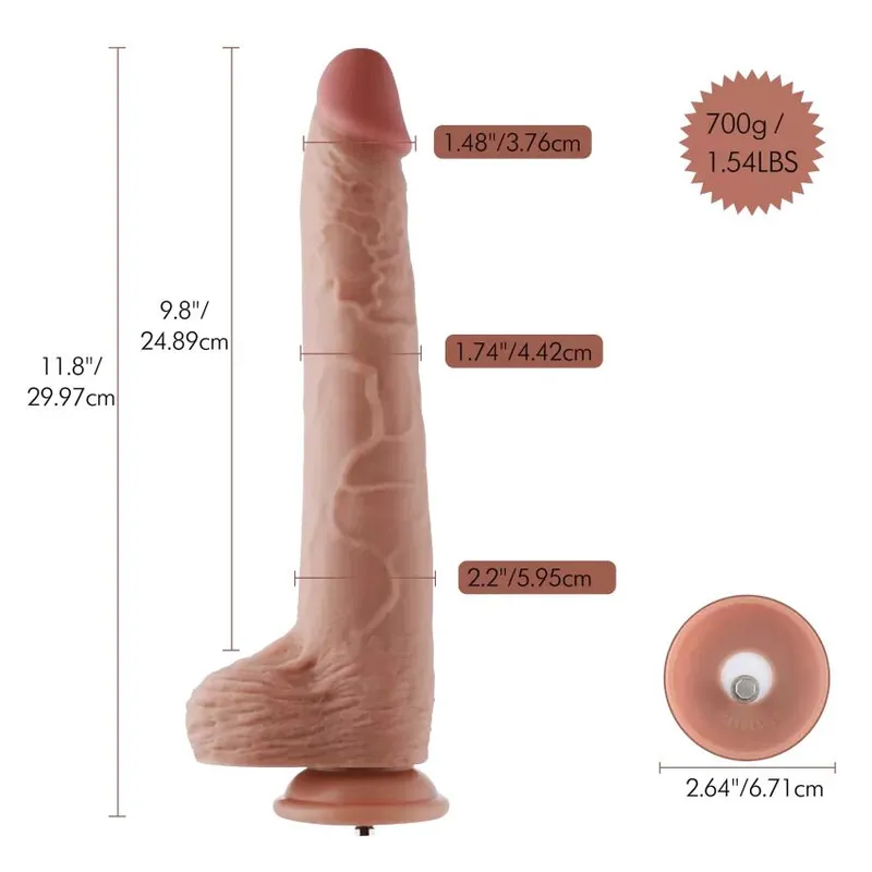 Фалоімітатор з вібрацією Hismith Silicone Dildo with Vibe, KlicLok, 30 см