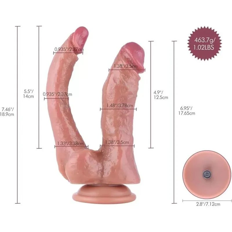 Подвійний фалоімітатор Hismith Double Penetrator S з системою KlicLok та присоскою