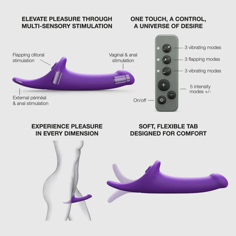 Вібронасадка для страпону Strap-On-Me Multi Orgasm Dildo M Purple
