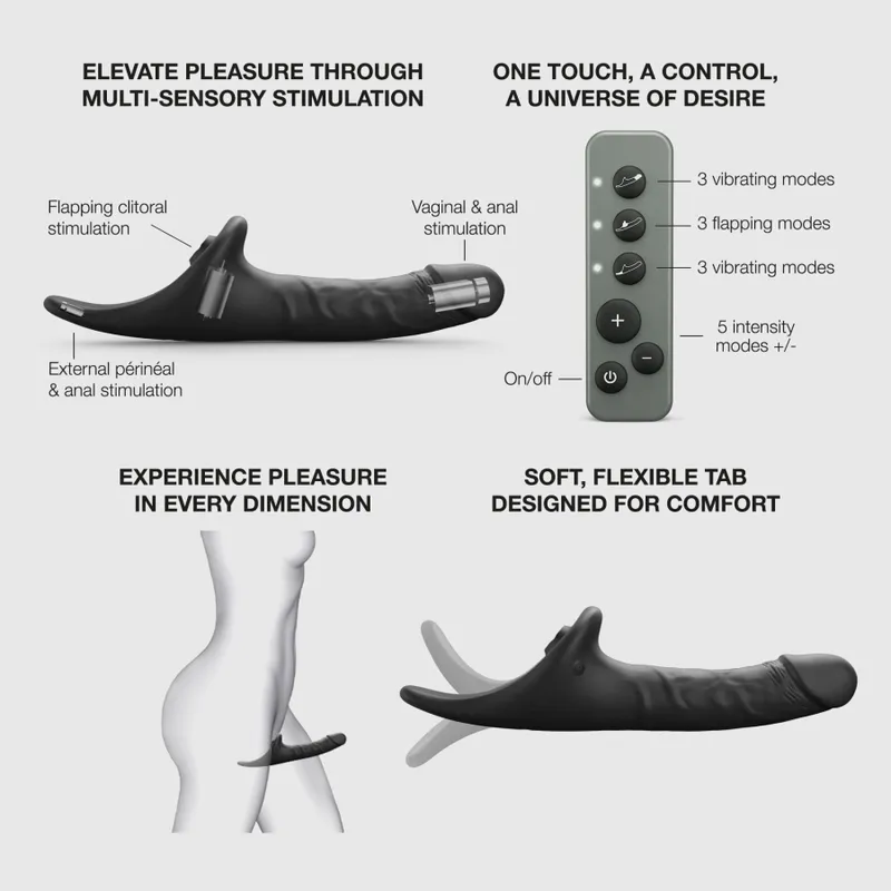 Віброн насадка для страпону Strap-On-Me Multi Orgasm Realistic Dildo M Black